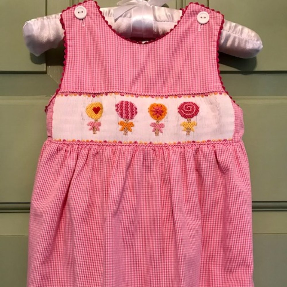 Silly Goose Smocked Sleeveless Bubble - 18 mos GUC